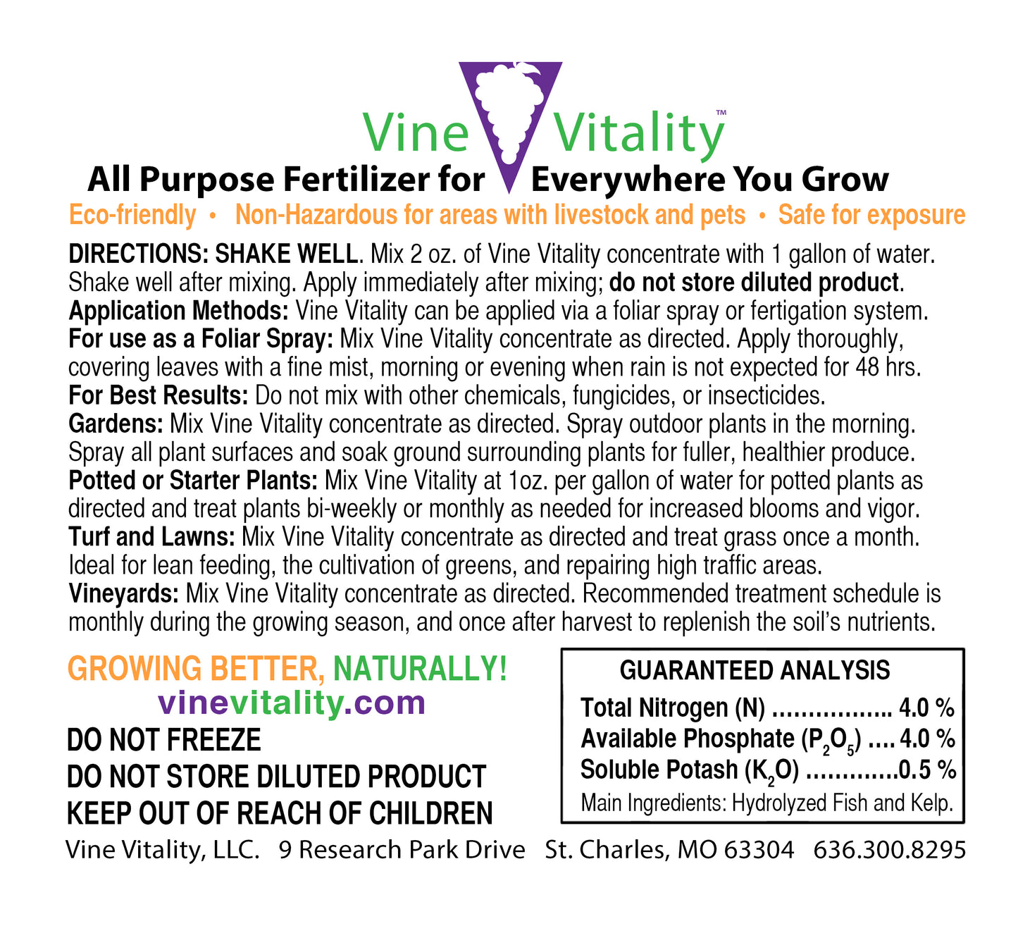 Vine Vitality All-Purpose Fish & Kelp Fertilizer Concentrate  4 – 4 – 0.5