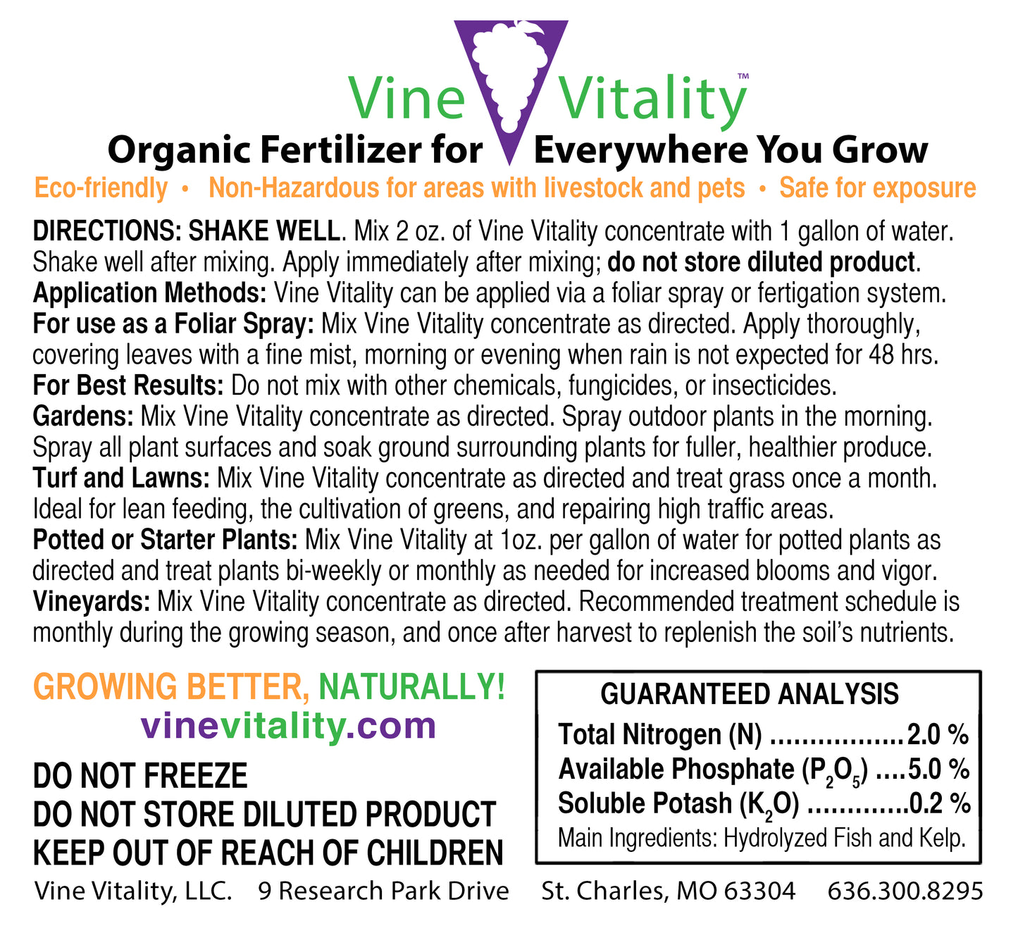 Vine Vitality Nutrient Rich Fish & Kelp Concentrate (OMRI) for Organic Use 2 – 5 – 0.2